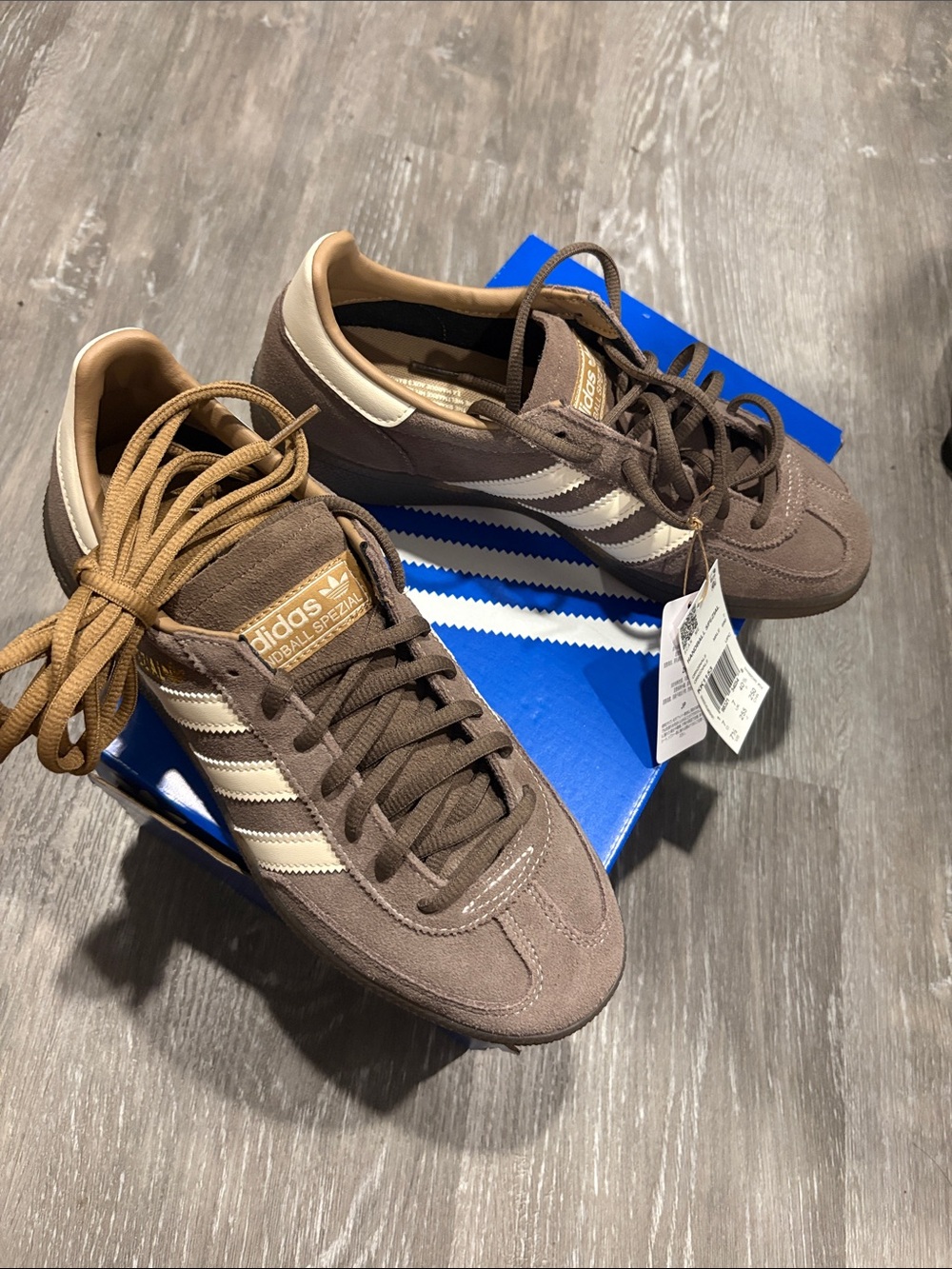 adidas Brown and Cream Spezial Suede Sneakers